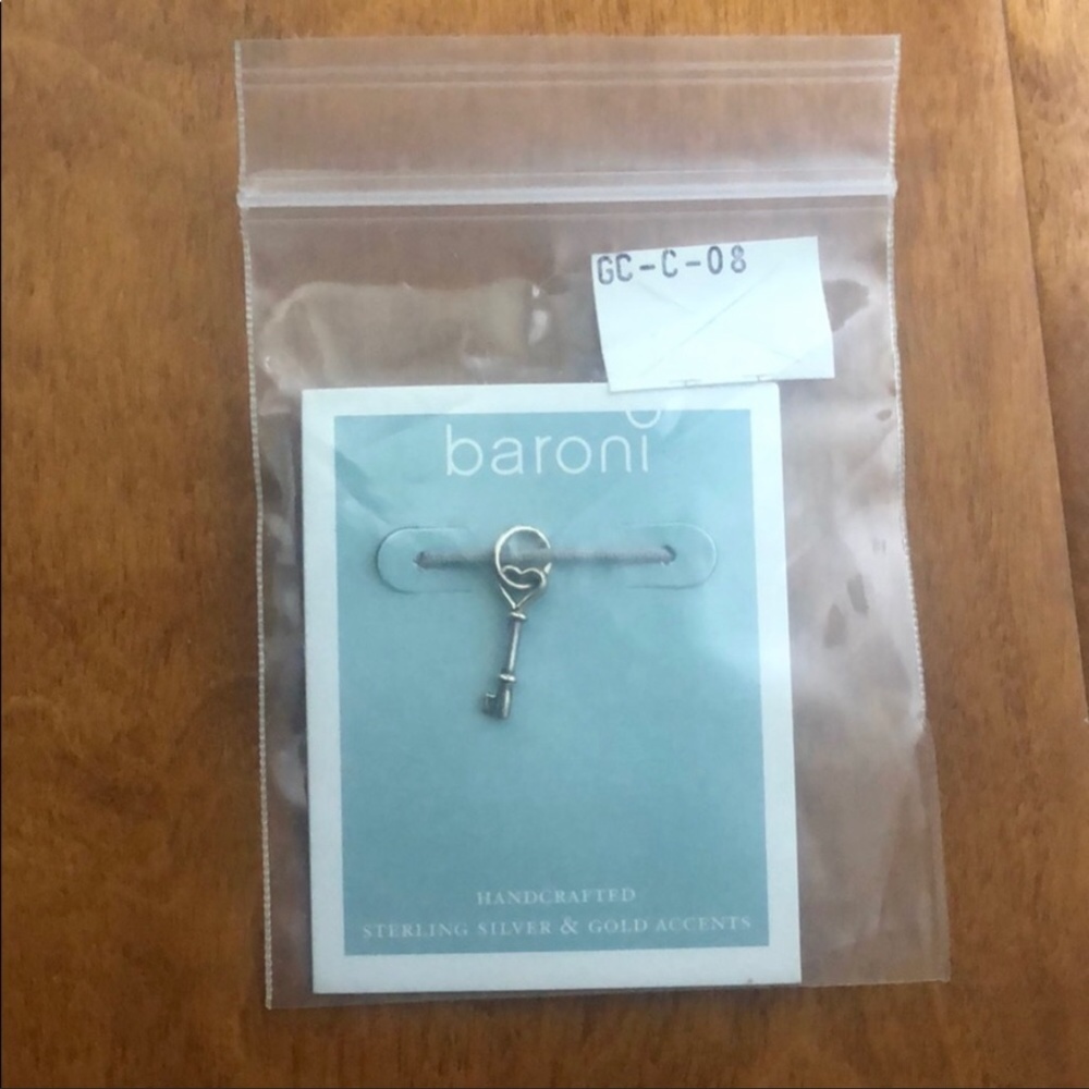 NWT Baroni Sterling Silver Heart Key Charm